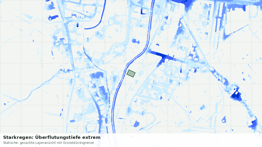 Statische Kartenansicht: Starkregen: Überflutungstiefe extrem