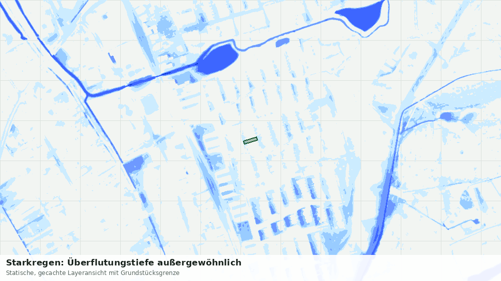 Statische Kartenansicht: Starkregen: Überflutungstiefe außergewöhnlich