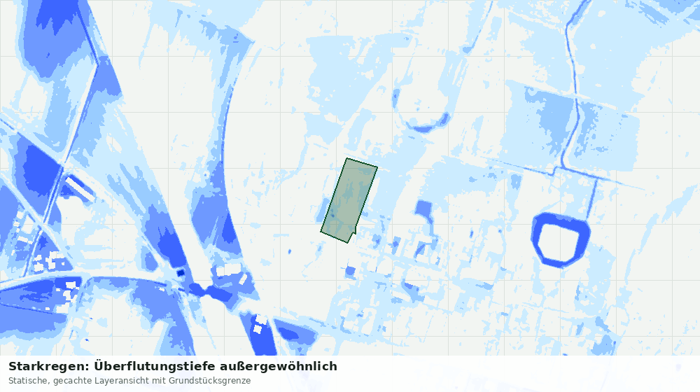 Statische Kartenansicht: Starkregen: Überflutungstiefe außergewöhnlich