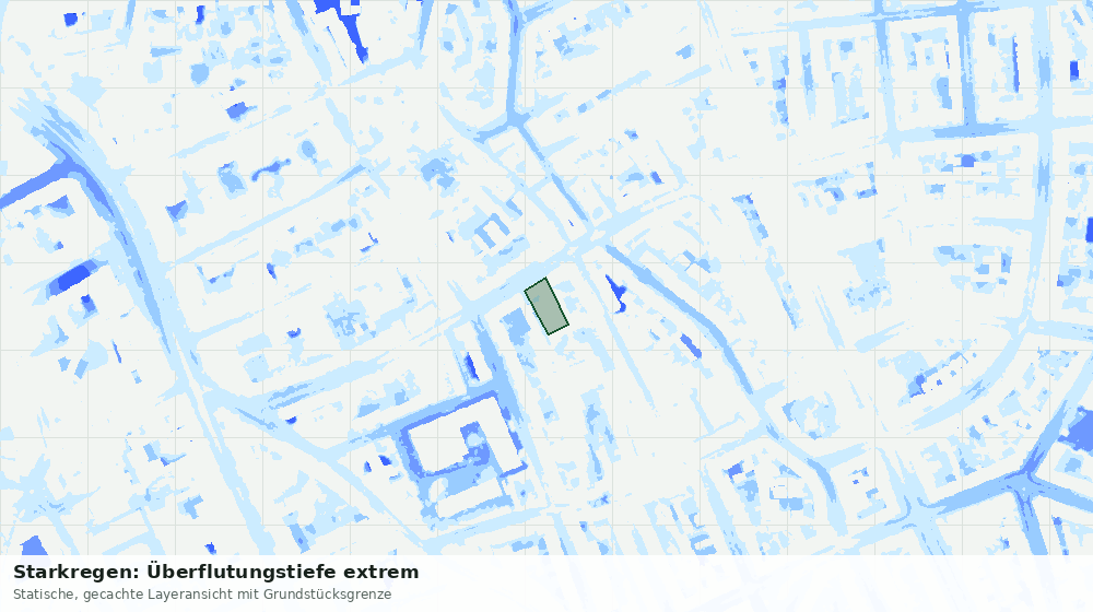 Statische Kartenansicht: Starkregen: Überflutungstiefe extrem