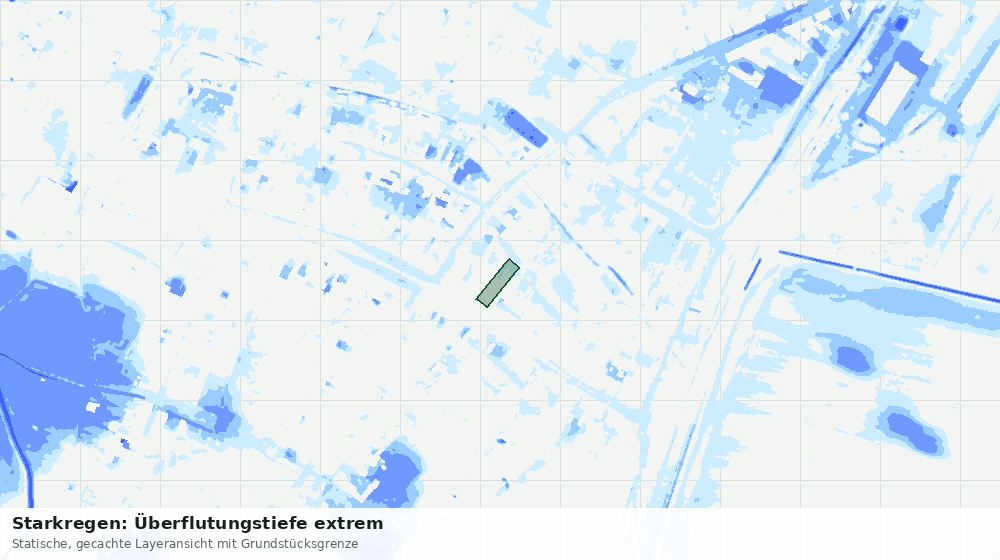 Statische Kartenansicht: Starkregen: Überflutungstiefe extrem