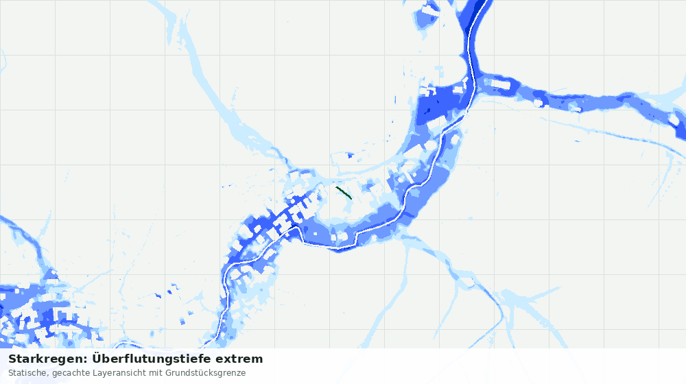Statische Kartenansicht: Starkregen: Überflutungstiefe extrem