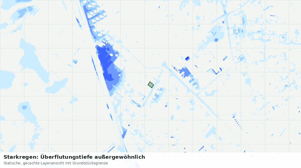 Statische Kartenansicht: Starkregen: Überflutungstiefe außergewöhnlich
