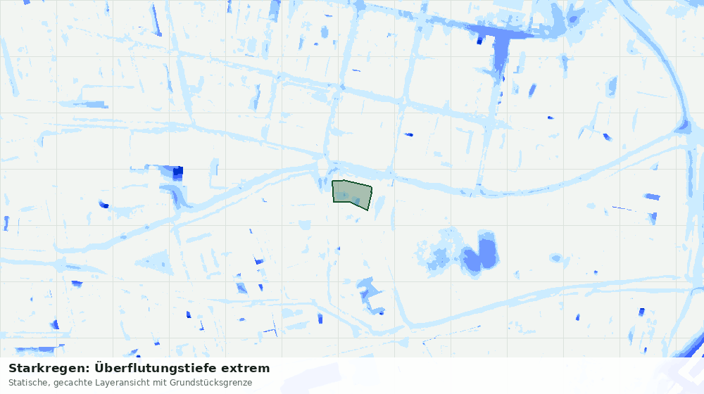 Statische Kartenansicht: Starkregen: Überflutungstiefe extrem