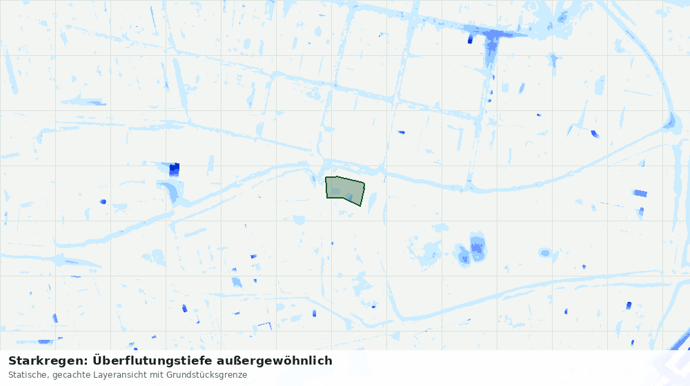 Statische Kartenansicht: Starkregen: Überflutungstiefe außergewöhnlich