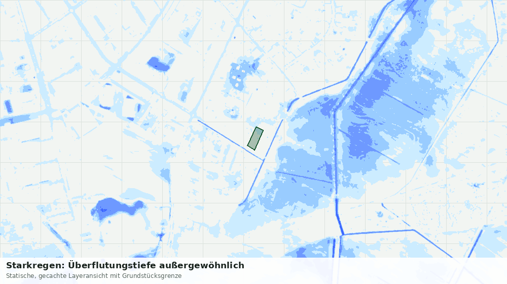 Statische Kartenansicht: Starkregen: Überflutungstiefe außergewöhnlich