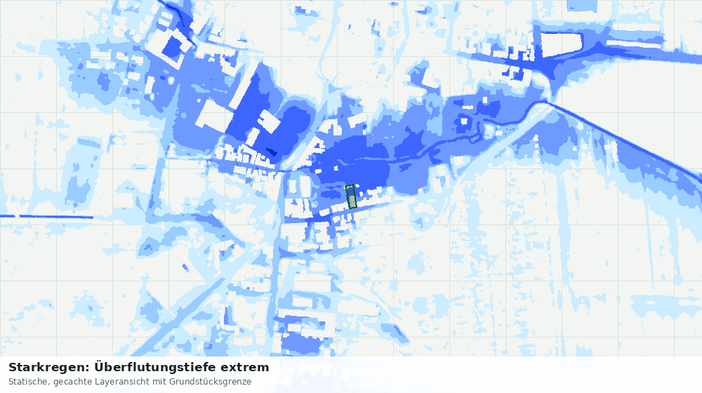Statische Kartenansicht: Starkregen: Überflutungstiefe extrem