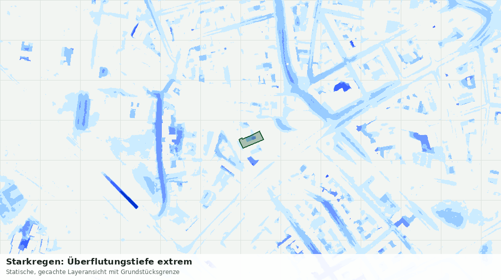 Statische Kartenansicht: Starkregen: Überflutungstiefe extrem