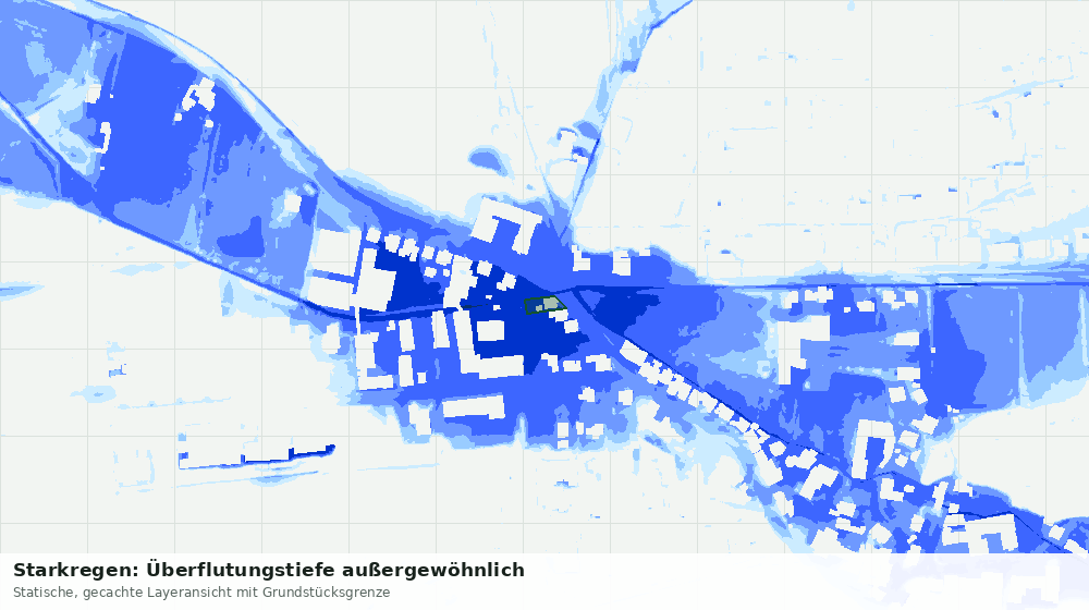 Statische Kartenansicht: Starkregen: Überflutungstiefe außergewöhnlich