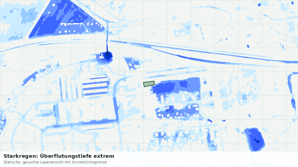 Statische Kartenansicht: Starkregen: Überflutungstiefe extrem