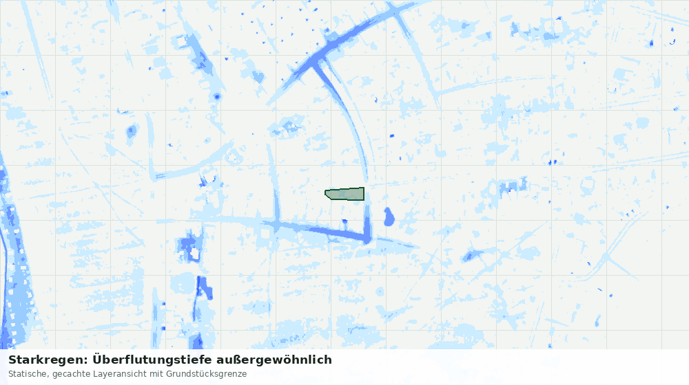 Statische Kartenansicht: Starkregen: Überflutungstiefe außergewöhnlich