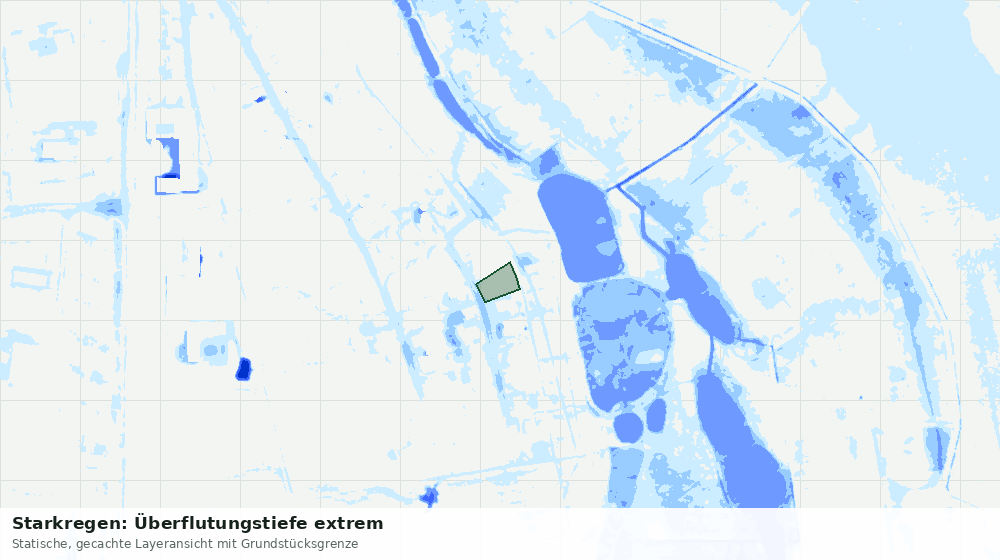 Statische Kartenansicht: Starkregen: Überflutungstiefe extrem