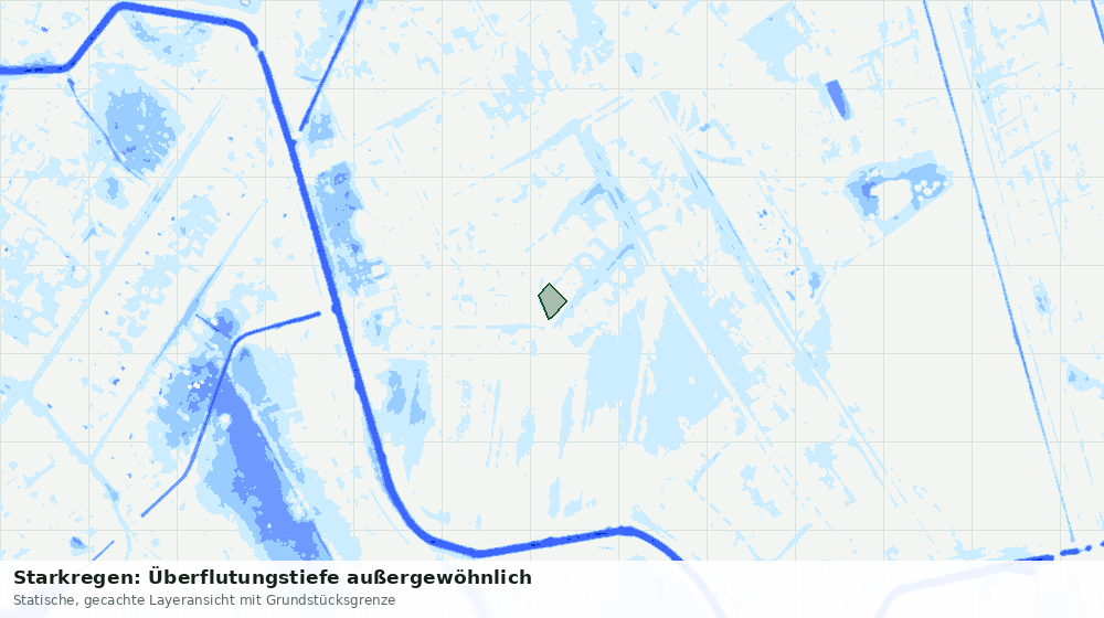 Statische Kartenansicht: Starkregen: Überflutungstiefe außergewöhnlich