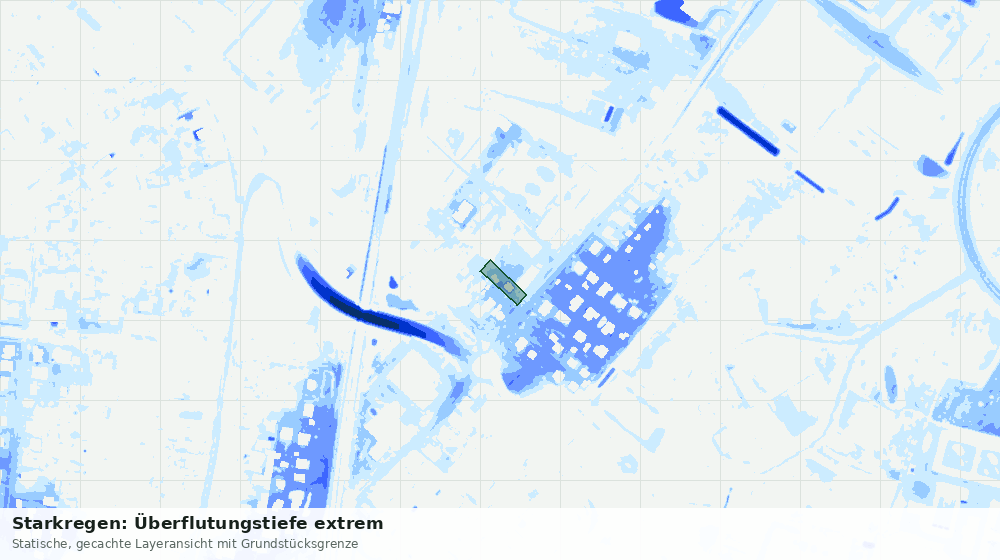Statische Kartenansicht: Starkregen: Überflutungstiefe extrem