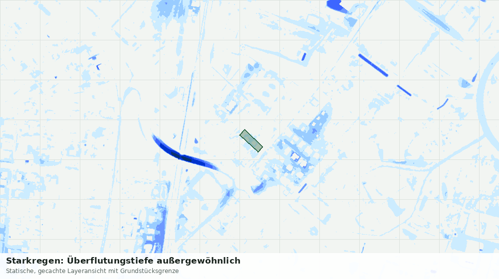 Statische Kartenansicht: Starkregen: Überflutungstiefe außergewöhnlich