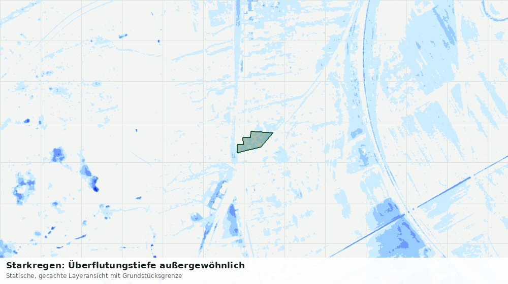 Statische Kartenansicht: Starkregen: Überflutungstiefe außergewöhnlich