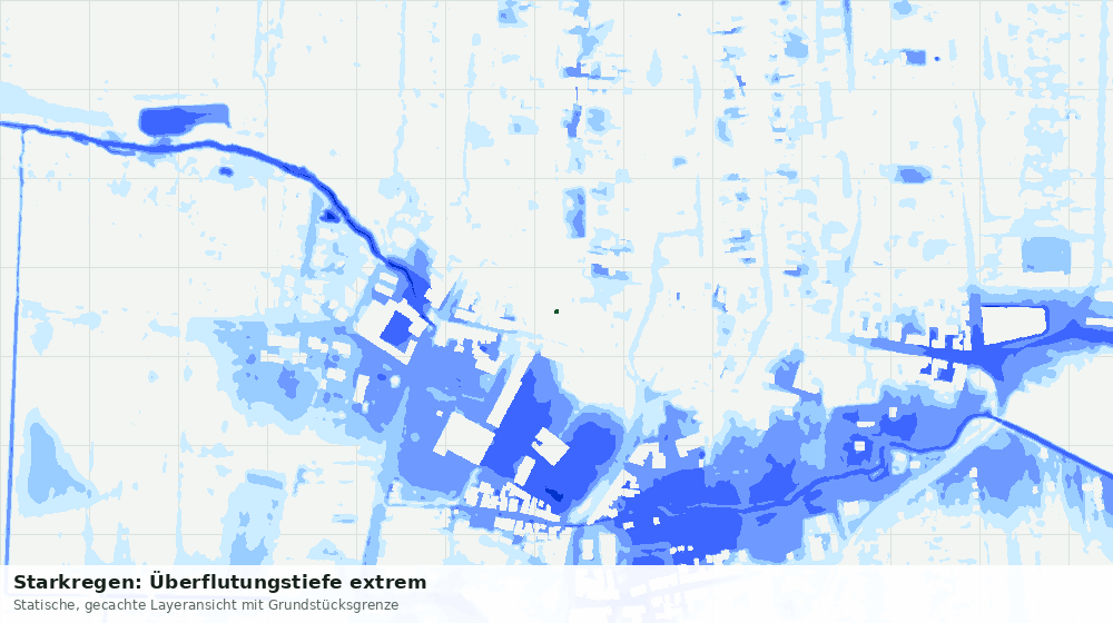Statische Kartenansicht: Starkregen: Überflutungstiefe extrem