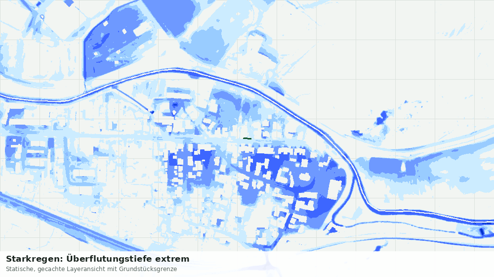 Statische Kartenansicht: Starkregen: Überflutungstiefe extrem