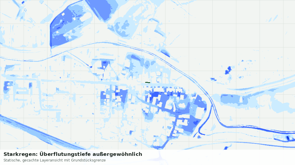 Statische Kartenansicht: Starkregen: Überflutungstiefe außergewöhnlich