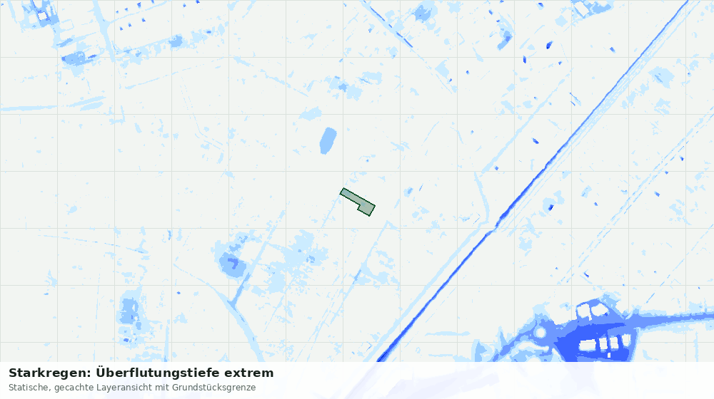 Statische Kartenansicht: Starkregen: Überflutungstiefe extrem