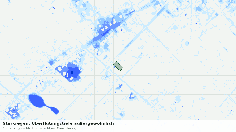 Statische Kartenansicht: Starkregen: Überflutungstiefe außergewöhnlich