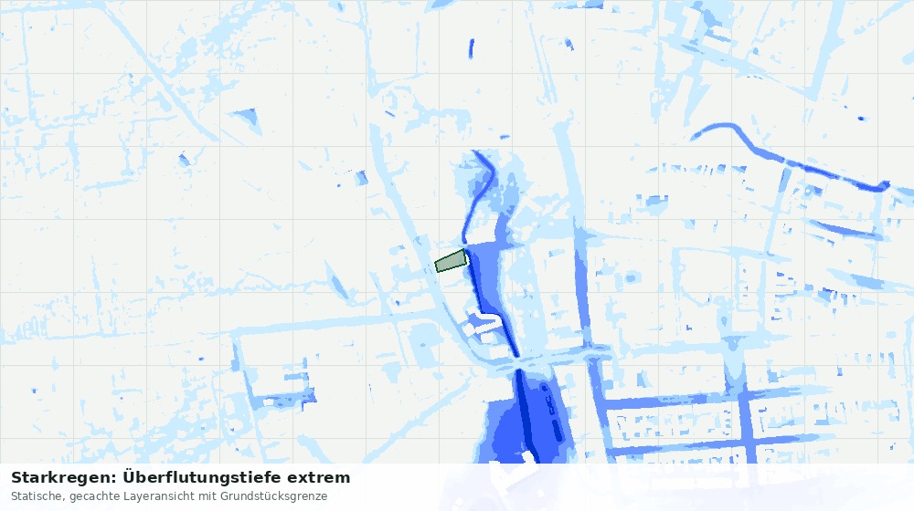 Statische Kartenansicht: Starkregen: Überflutungstiefe extrem