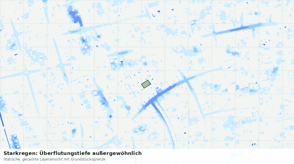 Statische Kartenansicht: Starkregen: Überflutungstiefe außergewöhnlich