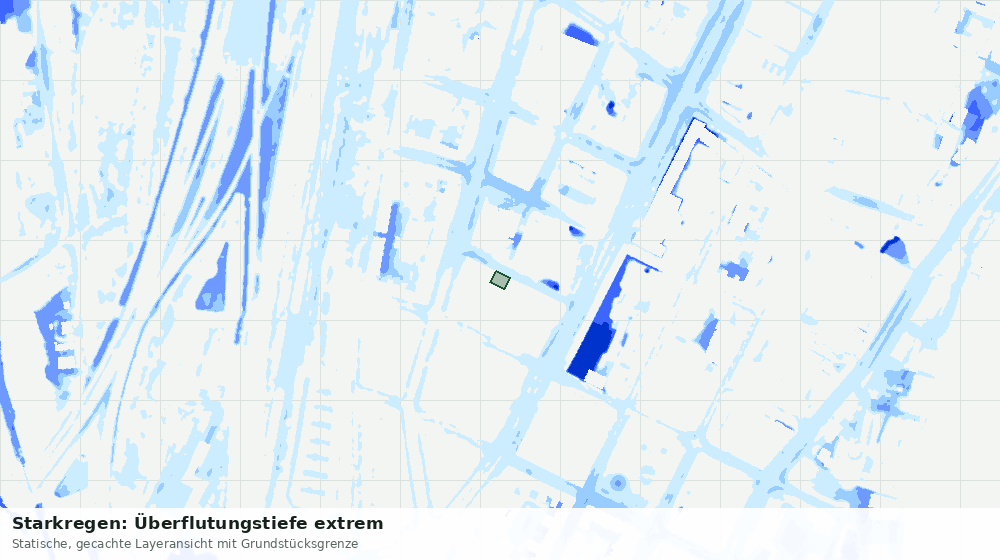 Statische Kartenansicht: Starkregen: Überflutungstiefe extrem