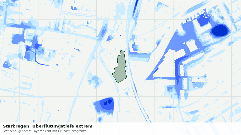 Statische Kartenansicht: Starkregen: Überflutungstiefe extrem