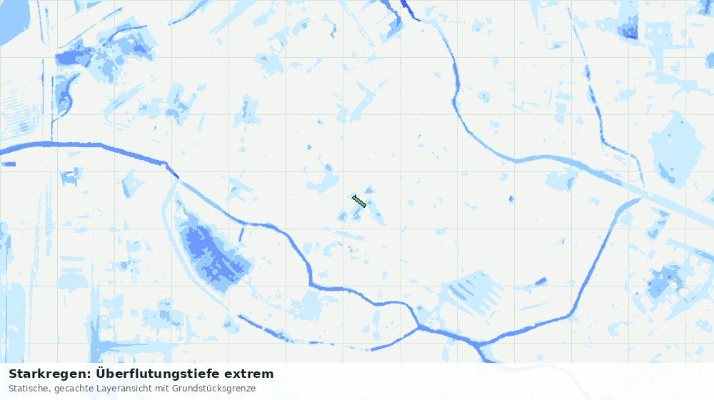 Statische Kartenansicht: Starkregen: Überflutungstiefe extrem