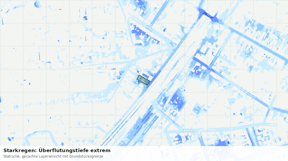 Statische Kartenansicht: Starkregen: Überflutungstiefe extrem
