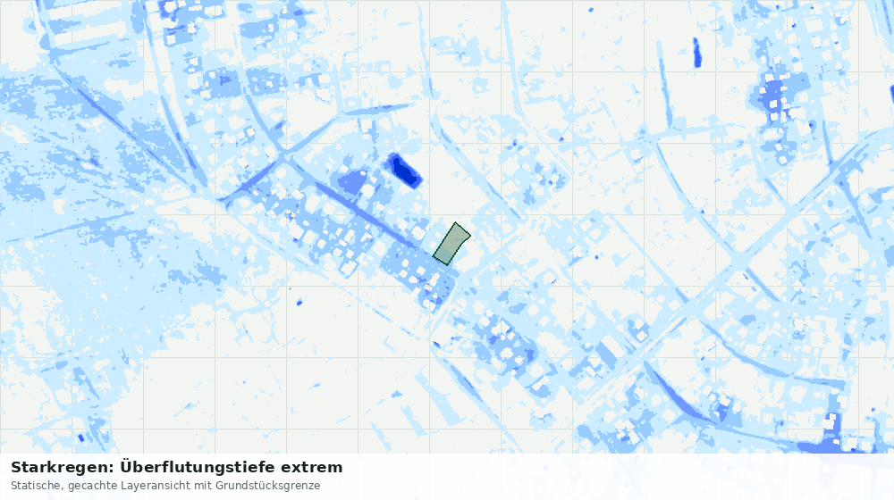 Statische Kartenansicht: Starkregen: Überflutungstiefe extrem