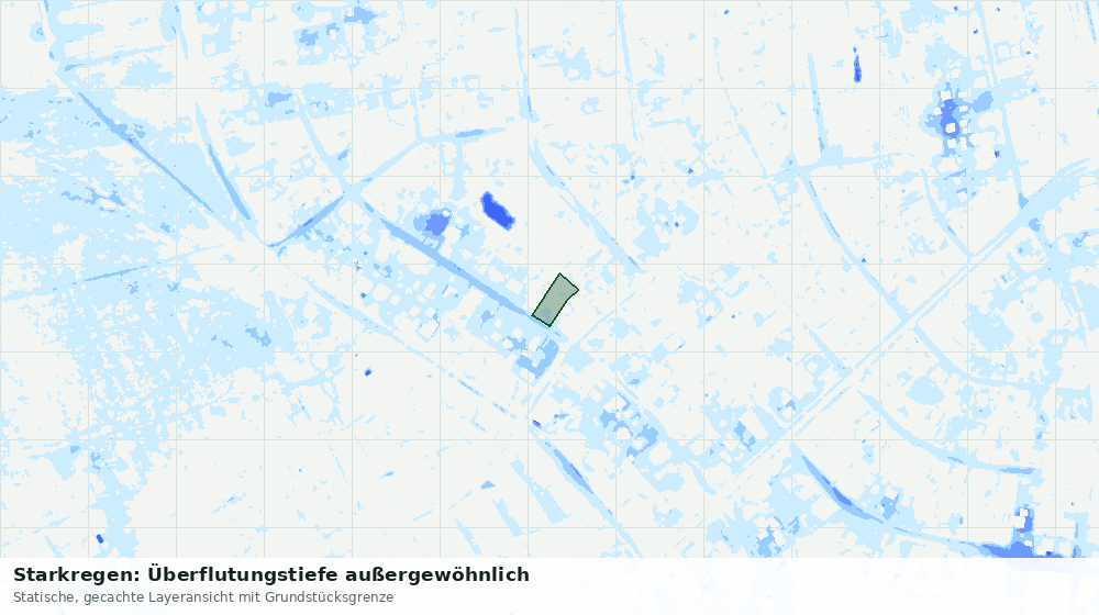 Statische Kartenansicht: Starkregen: Überflutungstiefe außergewöhnlich