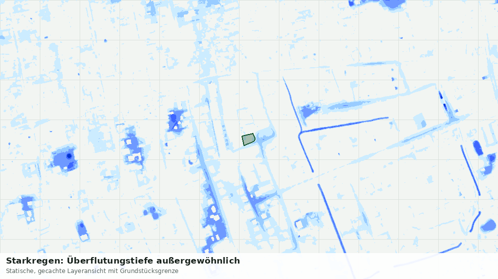 Statische Kartenansicht: Starkregen: Überflutungstiefe außergewöhnlich