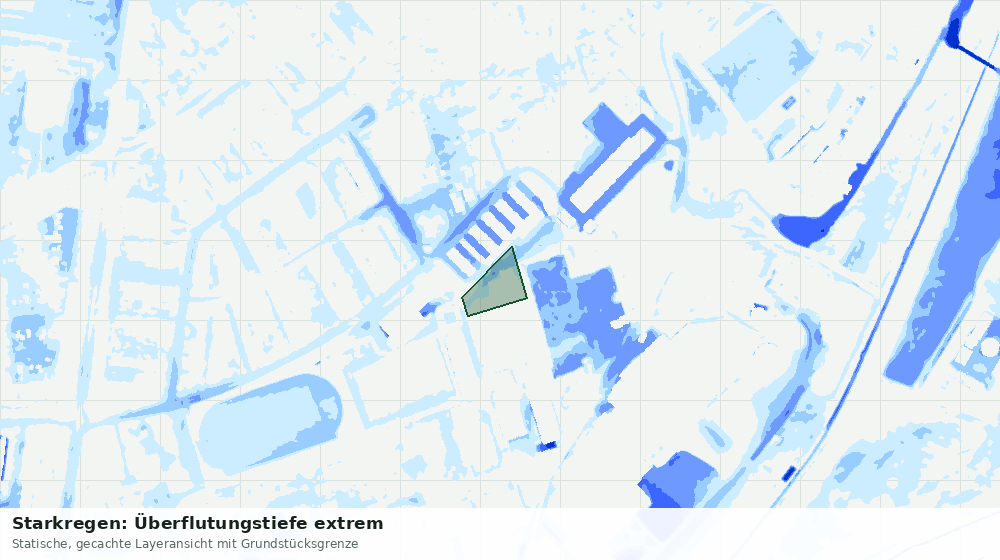 Statische Kartenansicht: Starkregen: Überflutungstiefe extrem
