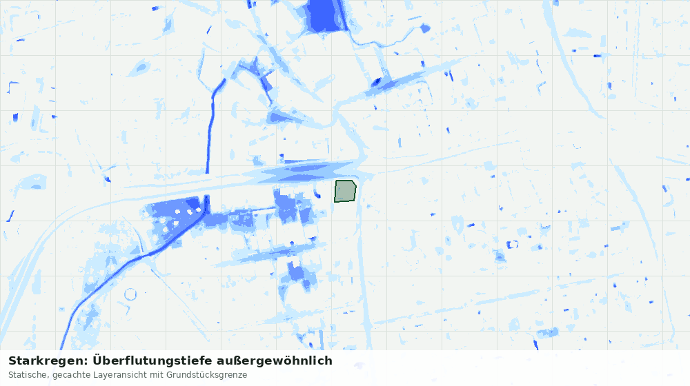 Statische Kartenansicht: Starkregen: Überflutungstiefe außergewöhnlich