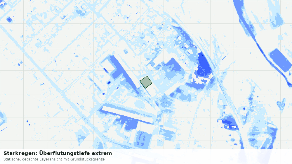 Statische Kartenansicht: Starkregen: Überflutungstiefe extrem