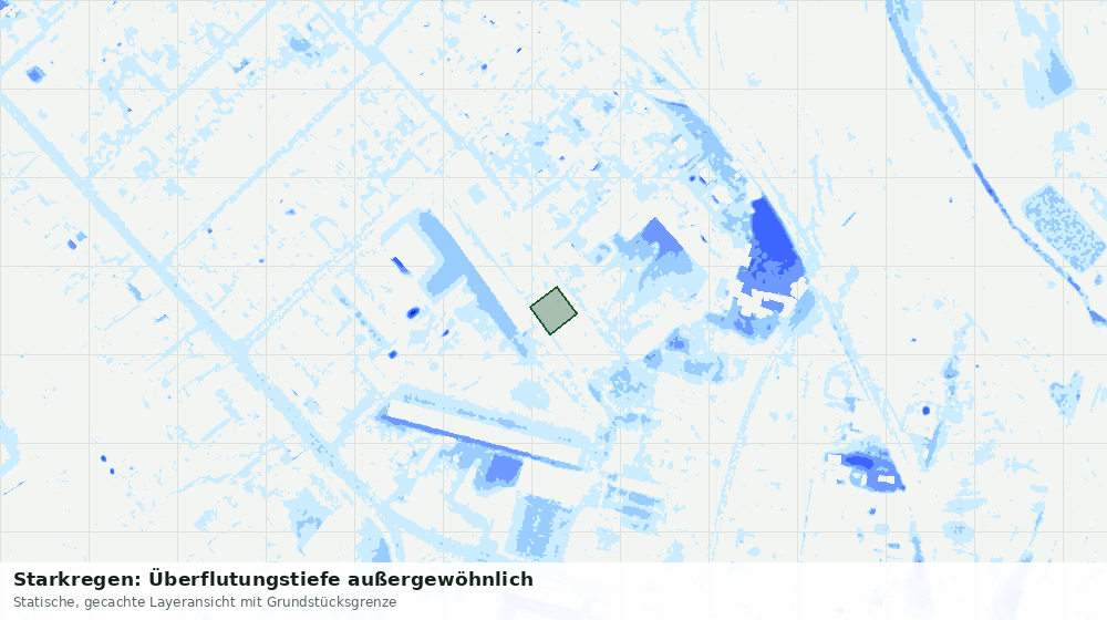 Statische Kartenansicht: Starkregen: Überflutungstiefe außergewöhnlich