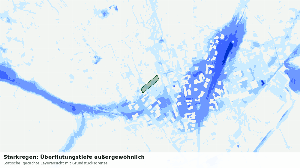 Statische Kartenansicht: Starkregen: Überflutungstiefe außergewöhnlich