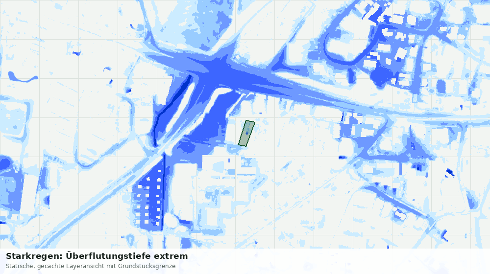 Statische Kartenansicht: Starkregen: Überflutungstiefe extrem