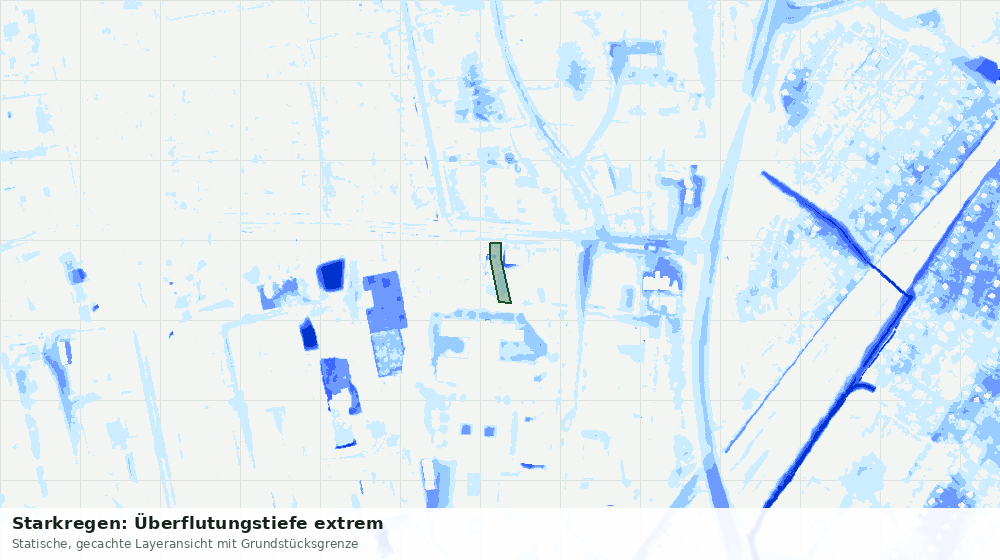 Statische Kartenansicht: Starkregen: Überflutungstiefe extrem