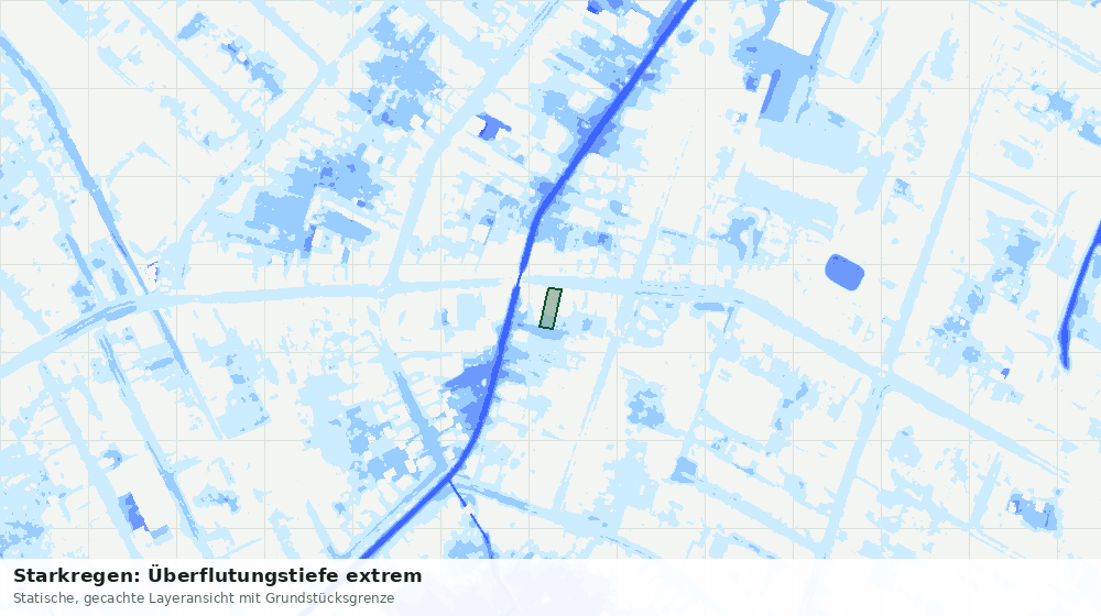 Statische Kartenansicht: Starkregen: Überflutungstiefe extrem