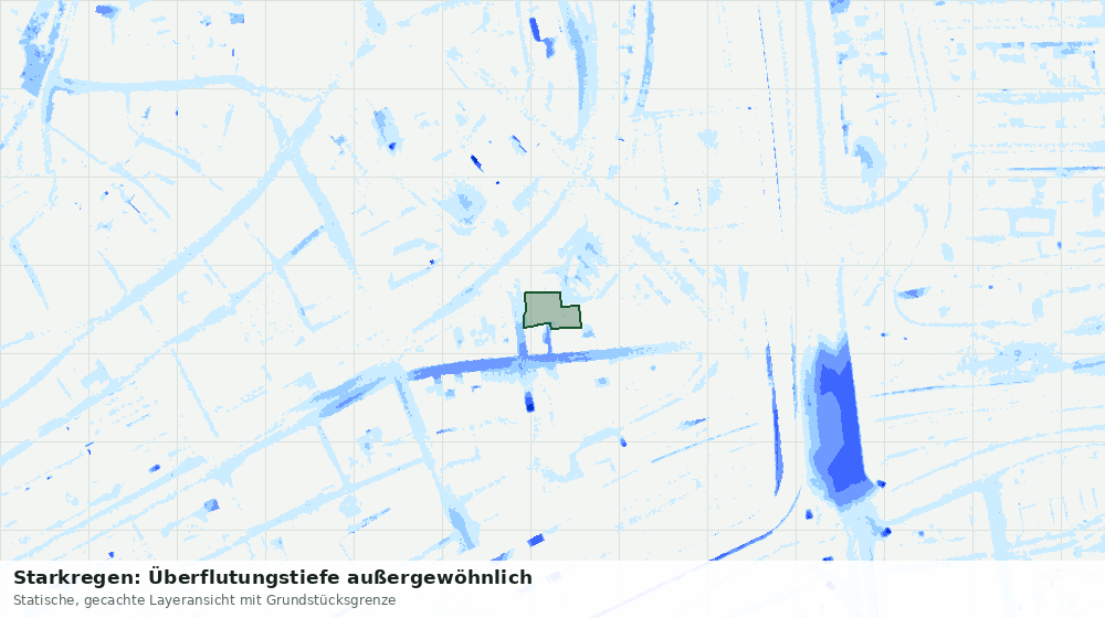 Statische Kartenansicht: Starkregen: Überflutungstiefe außergewöhnlich
