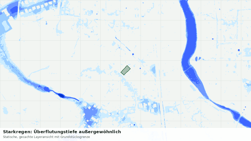 Statische Kartenansicht: Starkregen: Überflutungstiefe außergewöhnlich