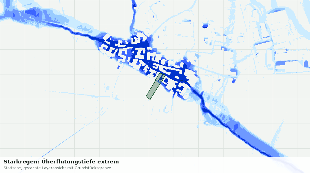 Statische Kartenansicht: Starkregen: Überflutungstiefe extrem