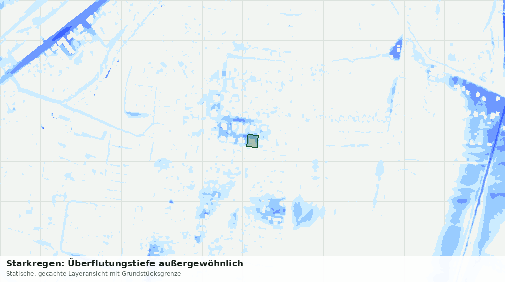 Statische Kartenansicht: Starkregen: Überflutungstiefe außergewöhnlich