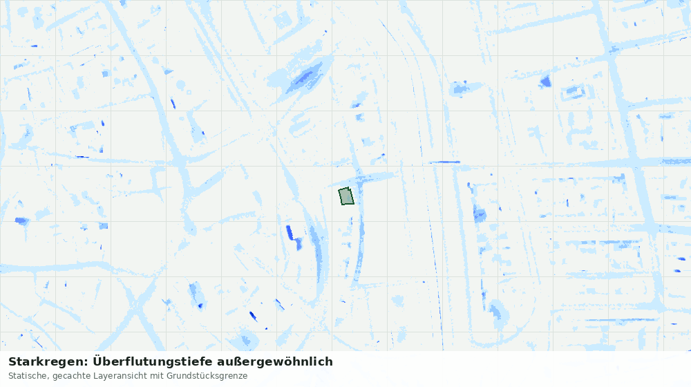 Statische Kartenansicht: Starkregen: Überflutungstiefe außergewöhnlich