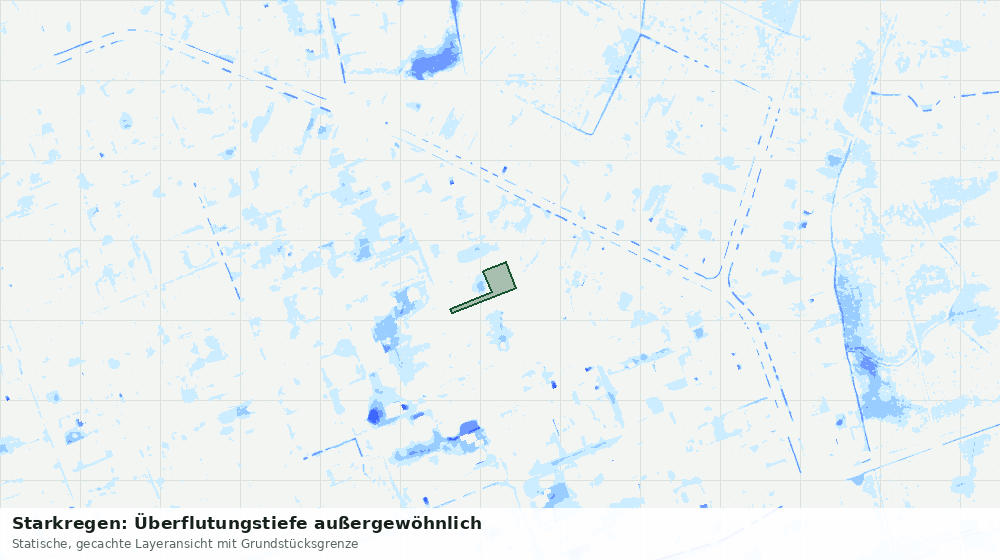 Statische Kartenansicht: Starkregen: Überflutungstiefe außergewöhnlich