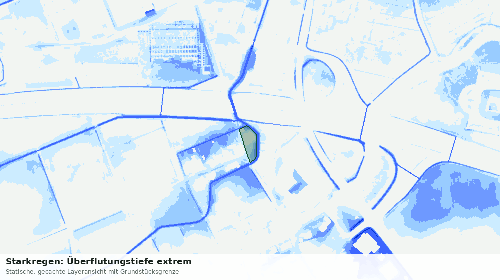 Statische Kartenansicht: Starkregen: Überflutungstiefe extrem