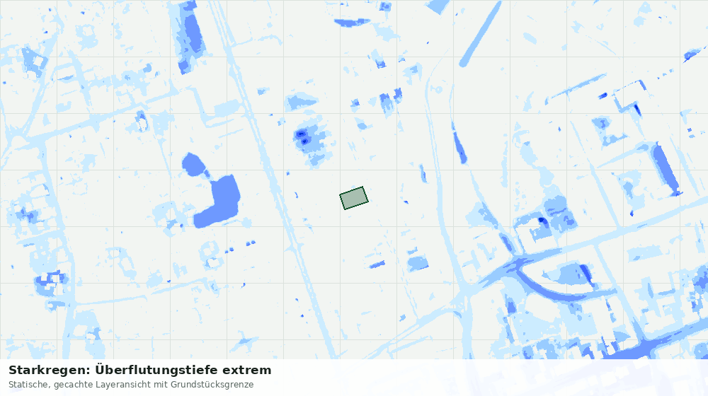 Statische Kartenansicht: Starkregen: Überflutungstiefe extrem
